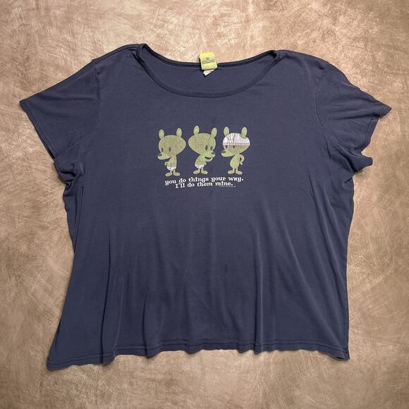 Vintage Y2K Just Jimmy Jim Benton Bear Underwear Funny Graphic Shirt Blue - Picture 1 of 9